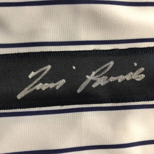 Framed Autographed/Signed Tim Raines 35x39 New York Pinstripe Baseball Jersey JSA COA