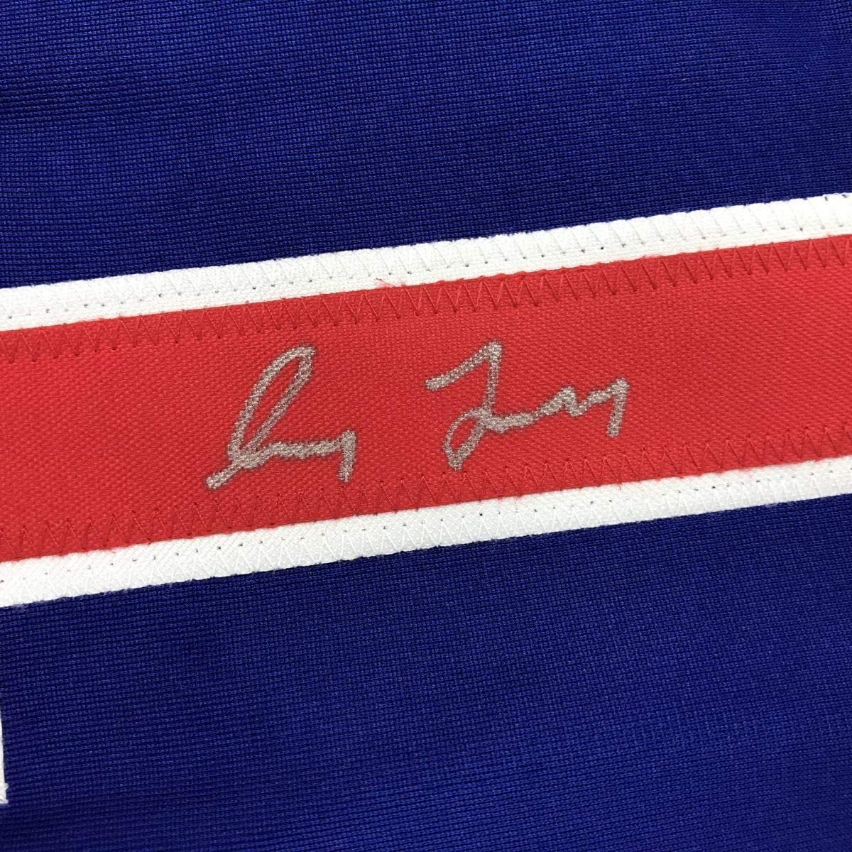 Framed Autographed/Signed Greg Maddux 35x39 Chicago Blue Baseball Jersey JSA COA