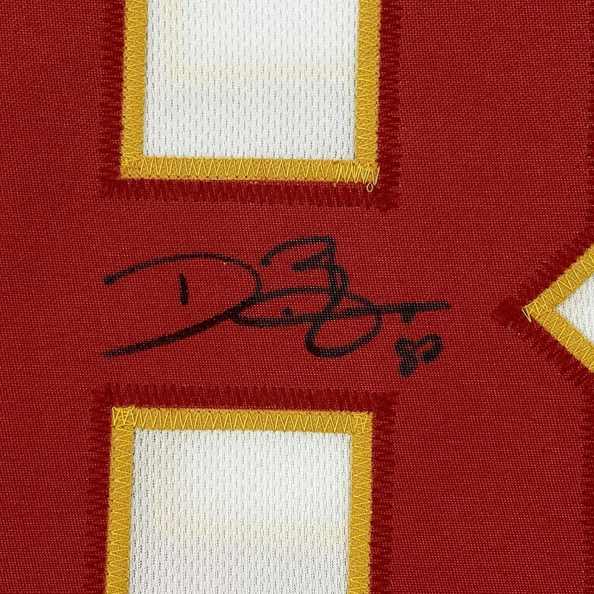 Framed Autographed/Signed Dwayne Bowe 35x39 Kansas City White Football Jersey JSA COA