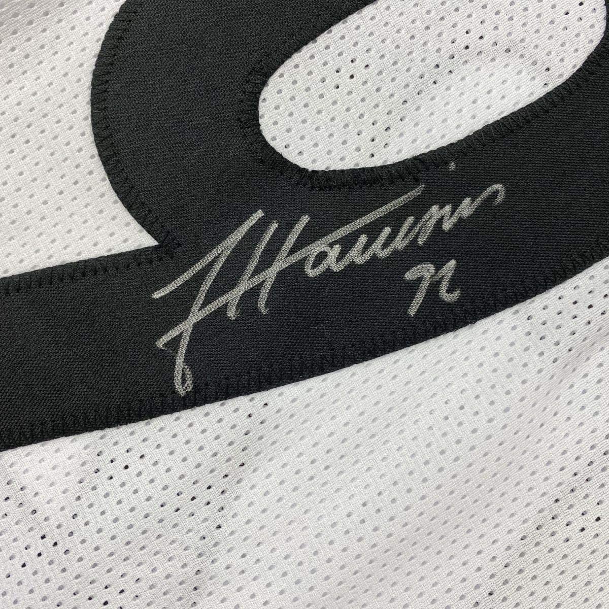 Framed Autographed/Signed James Harrison 35x39 Pittsburgh White Football Jersey Beckett BAS COA