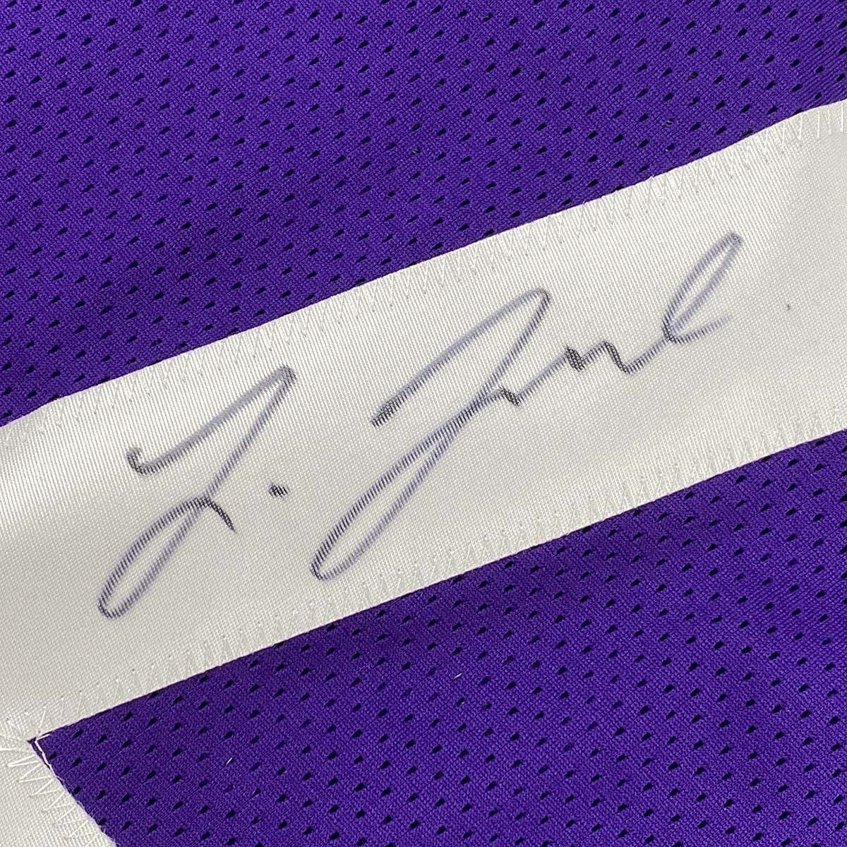 Framed Autographed/Signed Leonard Fournette 35x39 LSU Purple College Football Jersey JSA COA