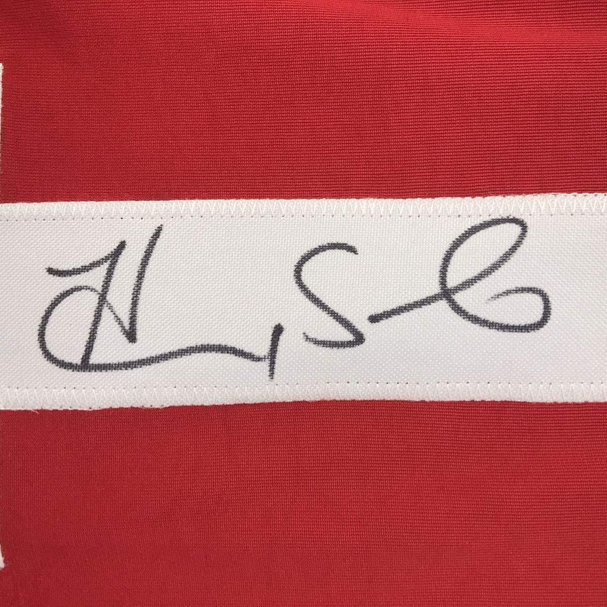 Framed Autographed/Signed Hope Solo 35x39 Red/White/Blue Soccer Team USA World Cup Jersey JSA COA
