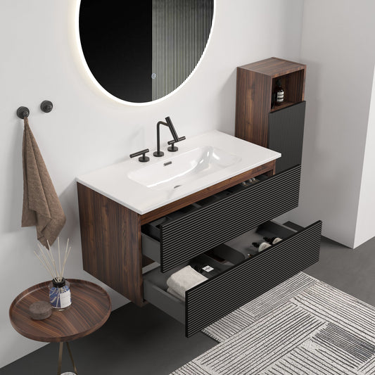 Gloria 36" Wall Mounted Soft Black Bathroom Vanity