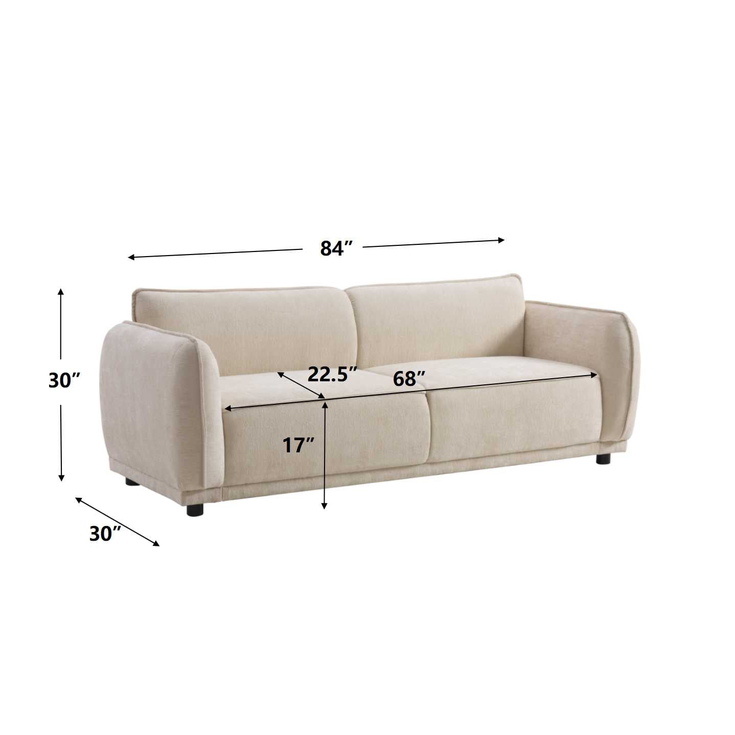 Oslo 84" Round Arm 3 Seater Modern Upholstered Boucle Sofa