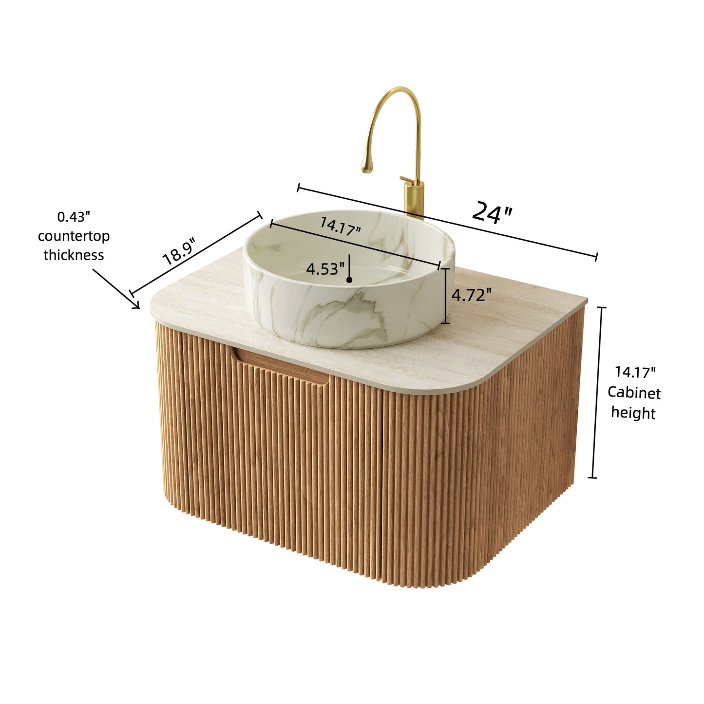 DINA 24" Bathroom Vanity With Ceramic Sink and Floating Cabinet