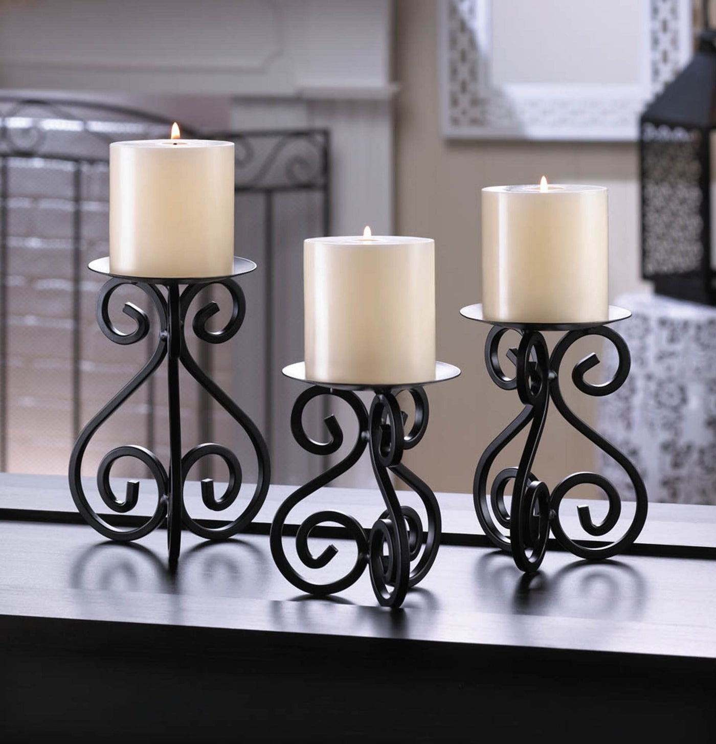 Scrollwork Candle Stand Trio