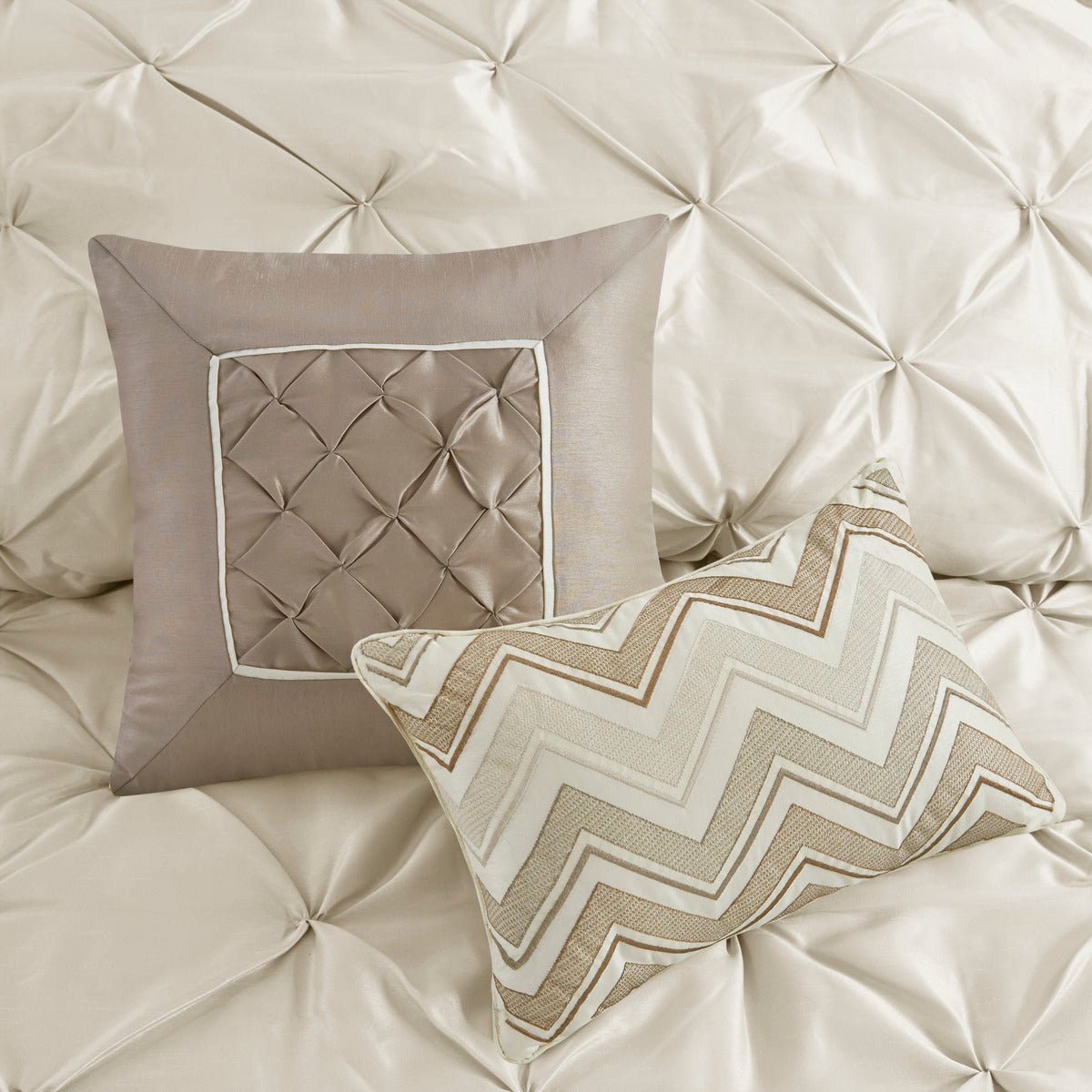 7 Piece Tufted Comforter Set Ivory Full
