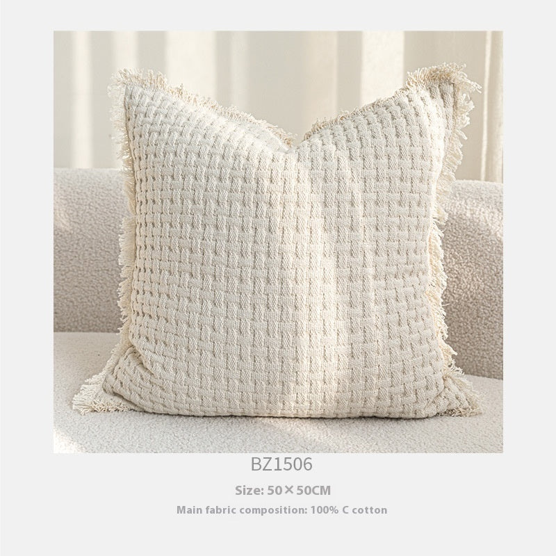 Sofa Throw Pillowcase Cream Color Three-dimensional Embroidery