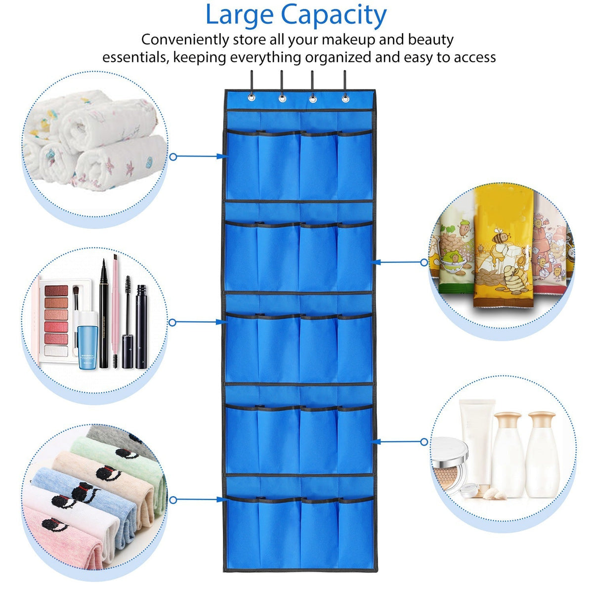 Over the Door Shoes Rack 20-Pocket Organizer 5-Layer Hanging Storage Shelf for Kids Shoes Closet Cabinet Slippers Small Toys