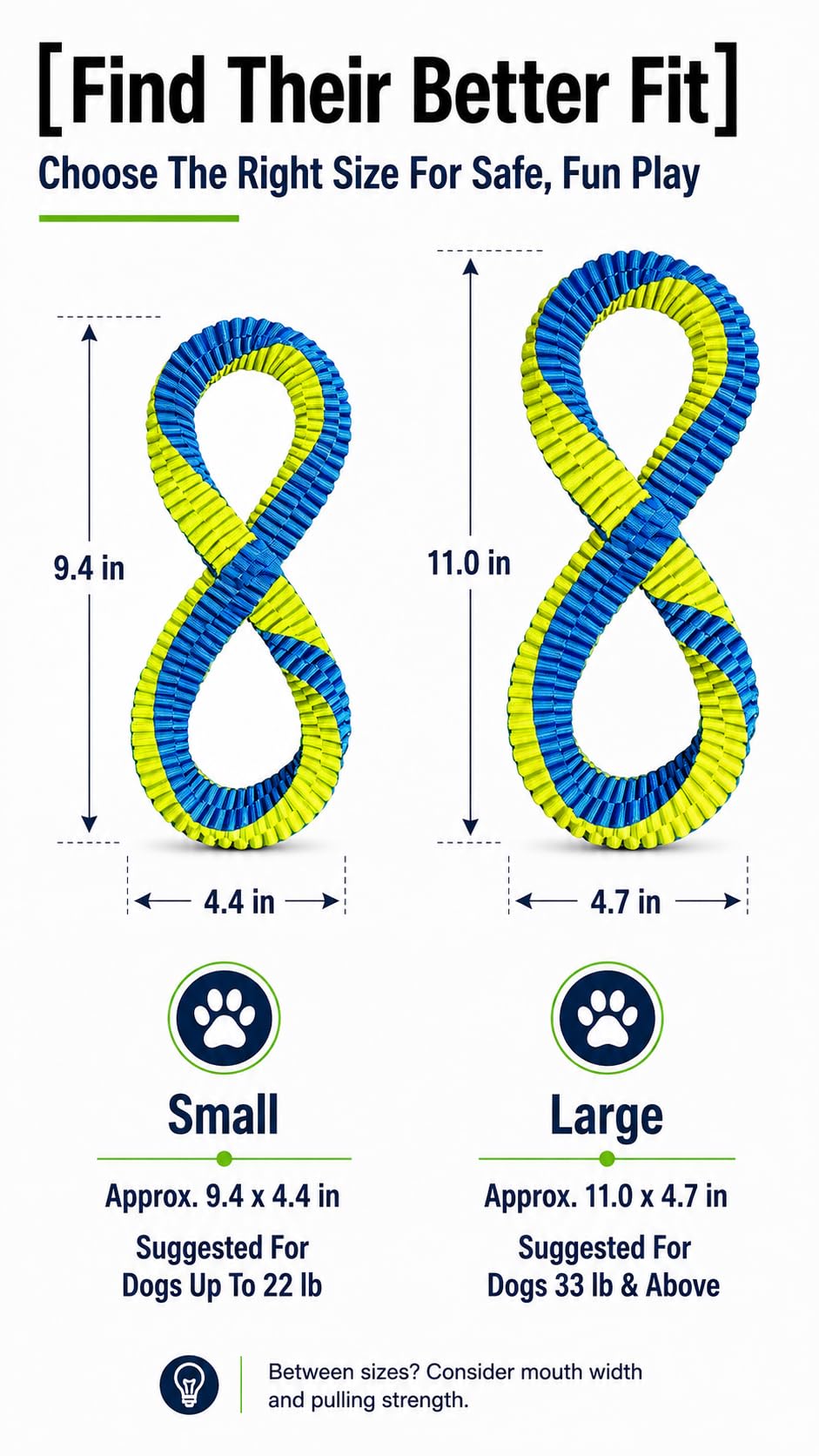 Dental Cleaning Tug Toy For Dogs, Dog Dental Toy, L With Textured Dental Weave, Washable Two Loop Figure 8 Design For Supervised Tugging, Chewing And Fetch
