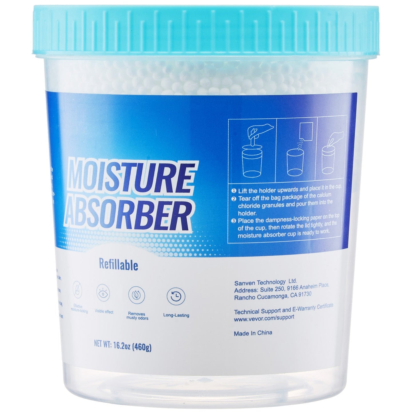 Moisture Absorber Bucket, 2 Packs 16.2 oz Hi-Capacity with 800ml Storage