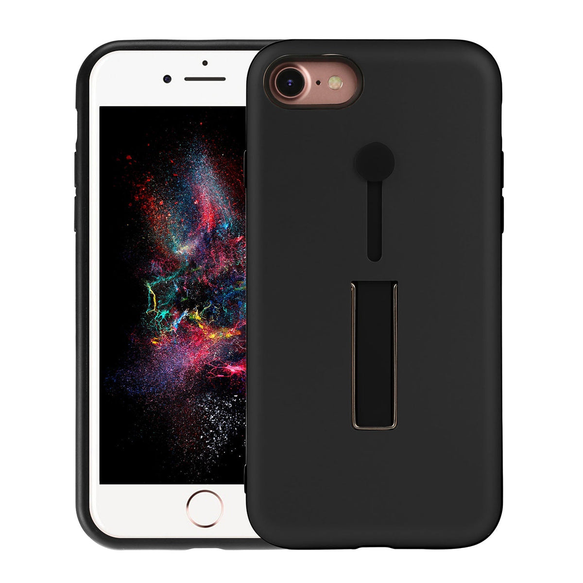 Finger Strap Phone Case for iPhone 8 Drop-prot ection Finger Ring Rugged Phone Case with Kickstand Dual Layer Case