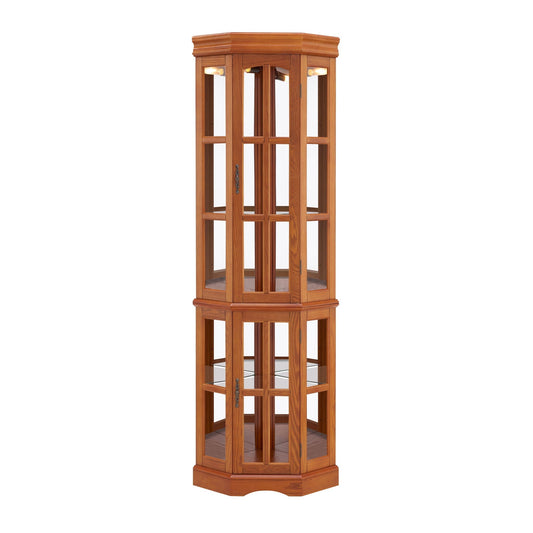 Corner Curio Cabinet With 5 Shelves And Lighting System