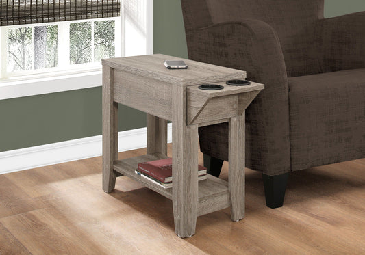 Accent Side Table with Storage and Built-In Lamp