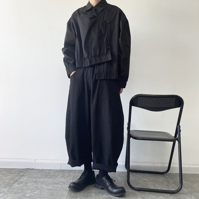 Extra-loose Mens Cropped Wide-leg Pants