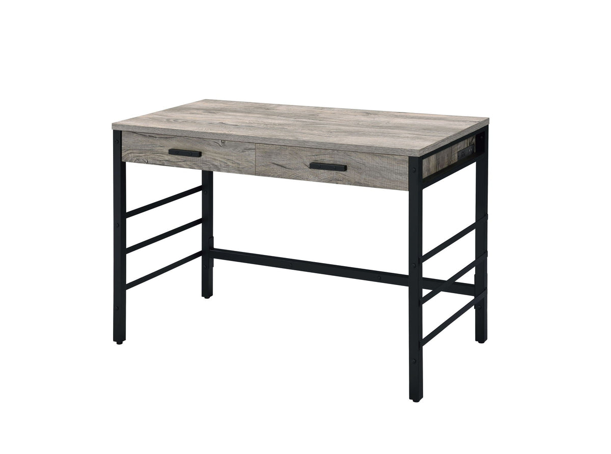 Disho Weathered Writing Desk With USB - Oak