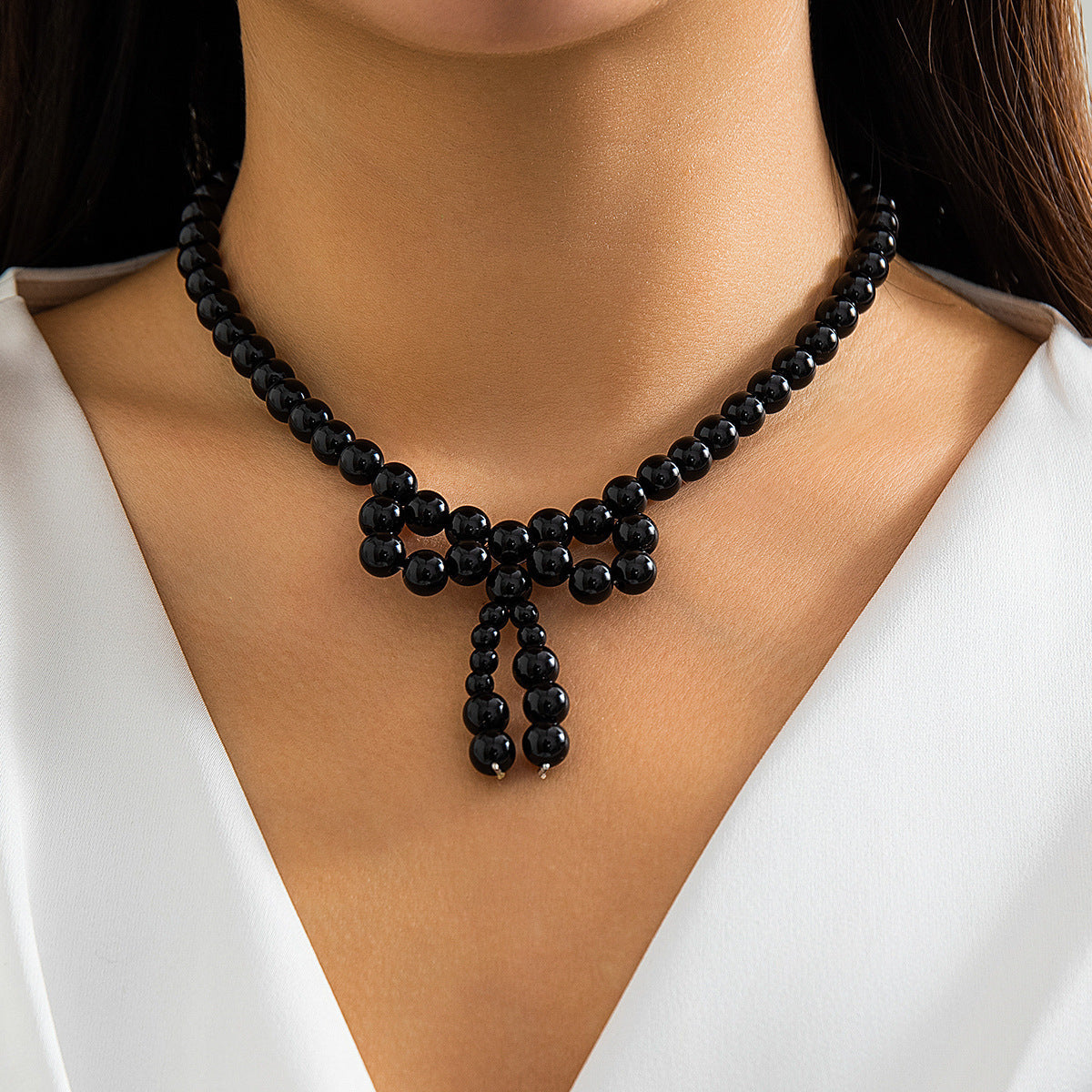 Bow Pearl Beaded Necklace for Women