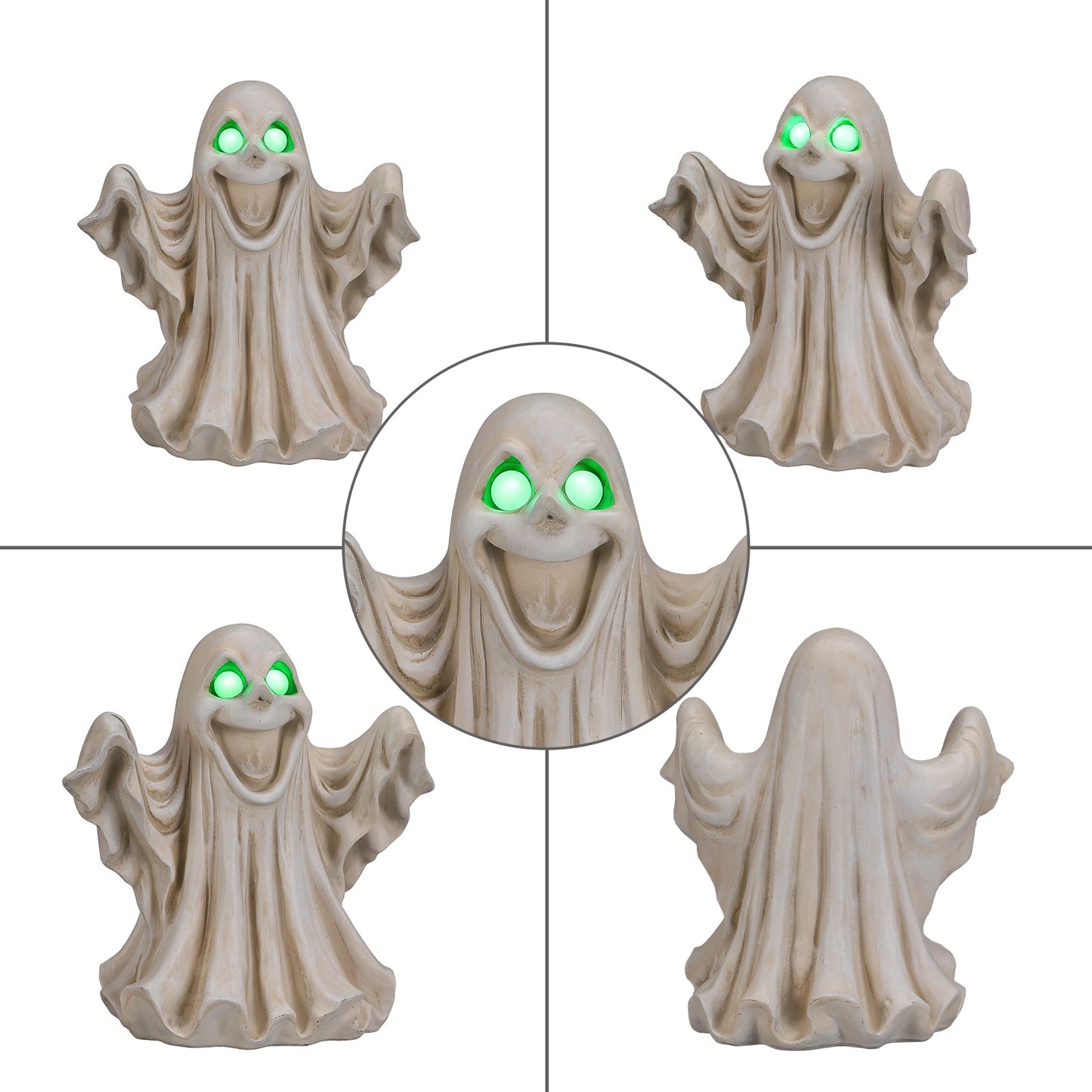 Halloween Ghost Figurine - LED Light Up with Glowing Eyes