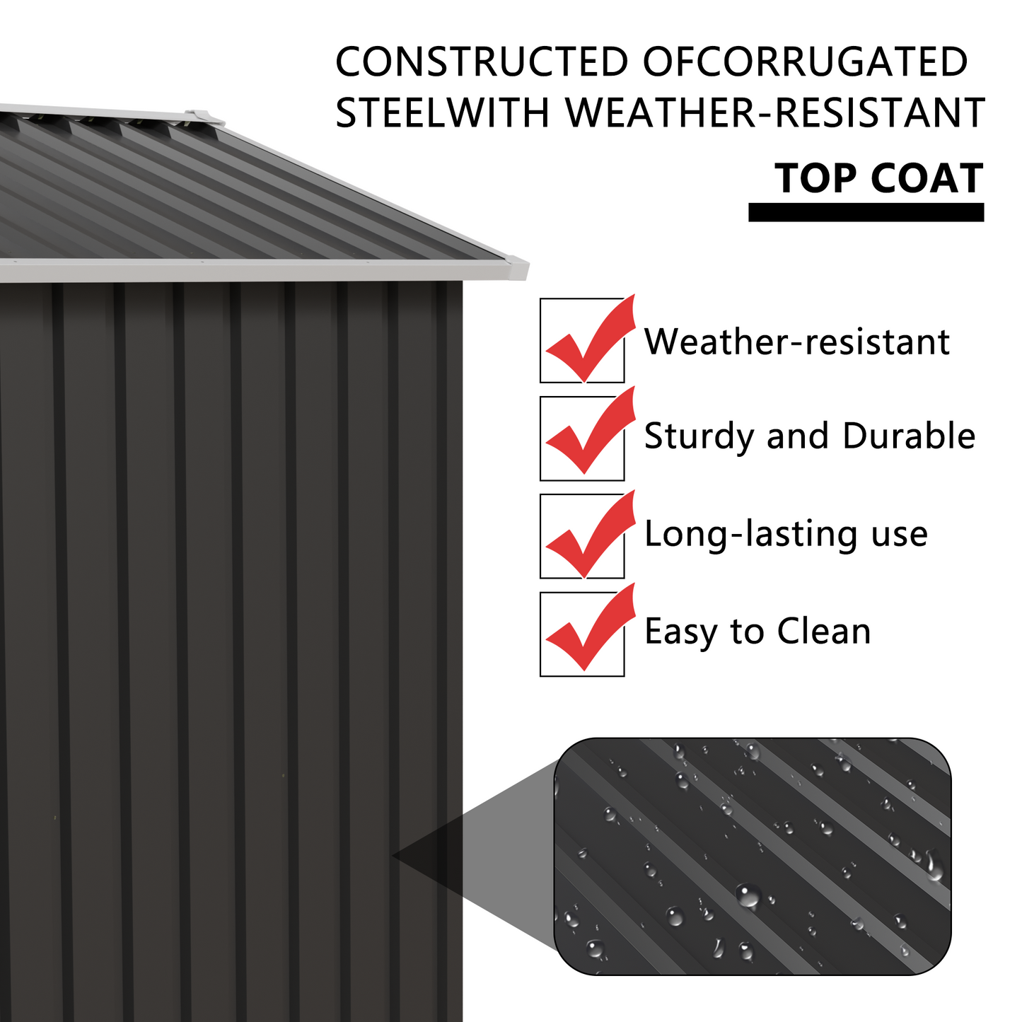 5.4x4.27 FT Outdoor Storage Shed with Hinge Door