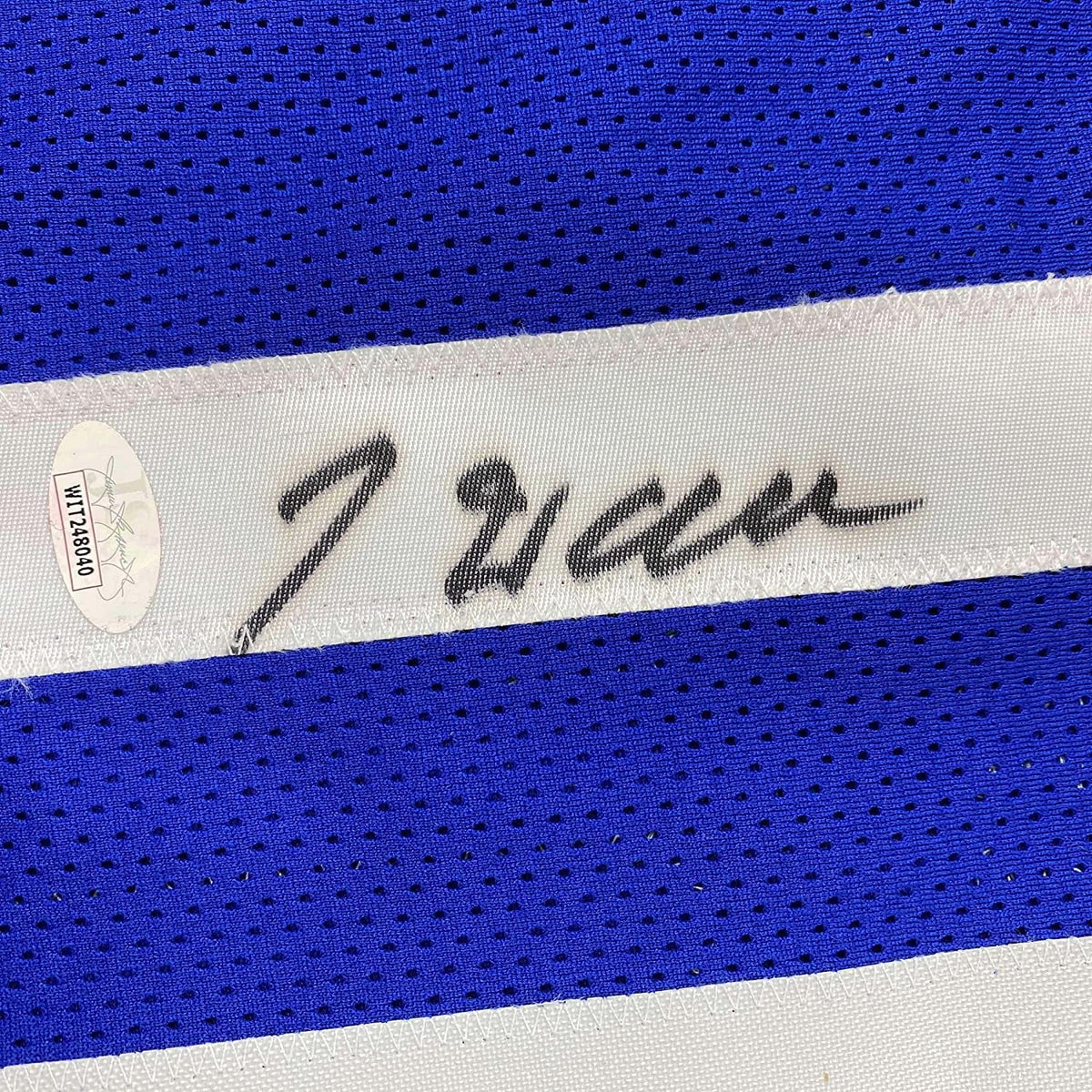 Framed Autographed/Signed John Wall 35x39 Los Angeles Blue Basketball Jersey JSA COA