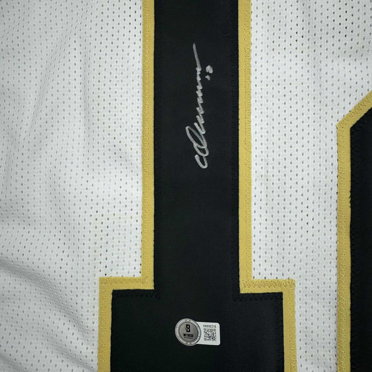 Framed Autographed/Signed Chris Olave 35x39 New Orleans White Football Jersey Beckett BAS COA