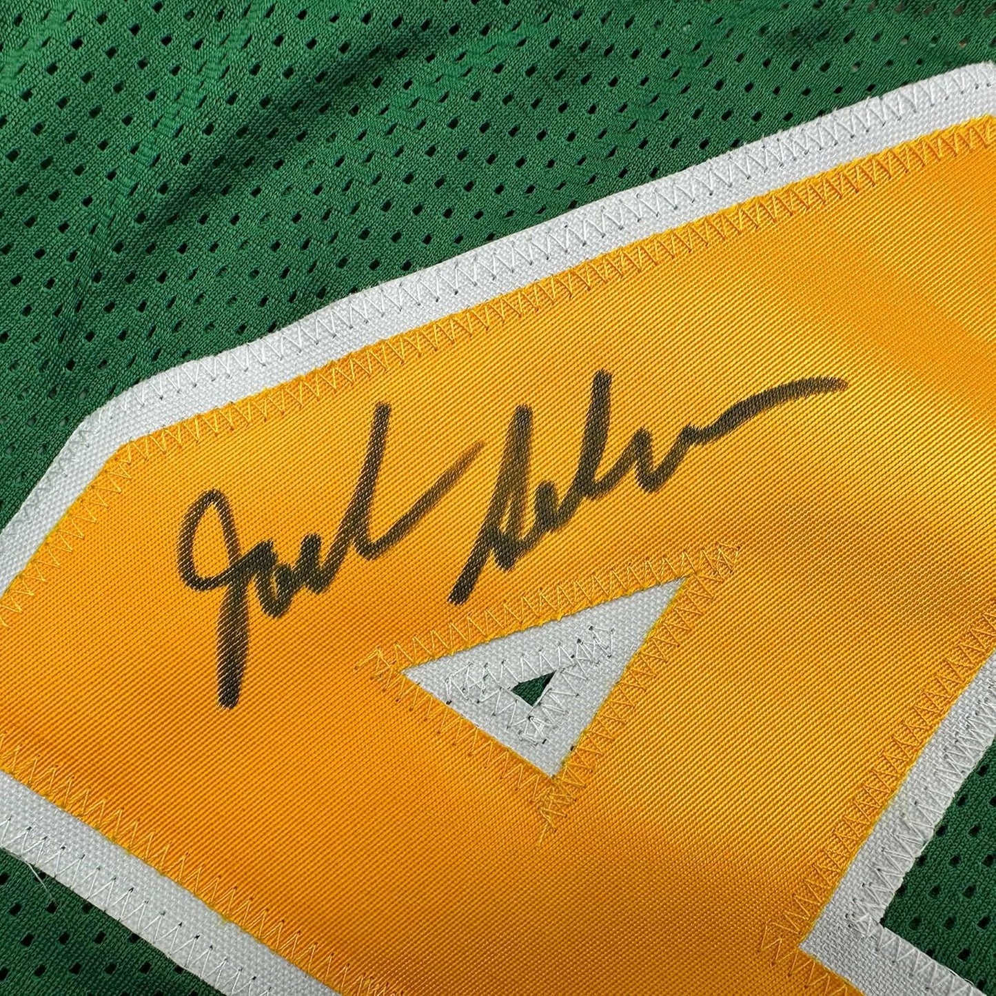 Framed Autographed/Signed Jack Sikma 35x39 Seattle Green Basketball Jersey JSA COA