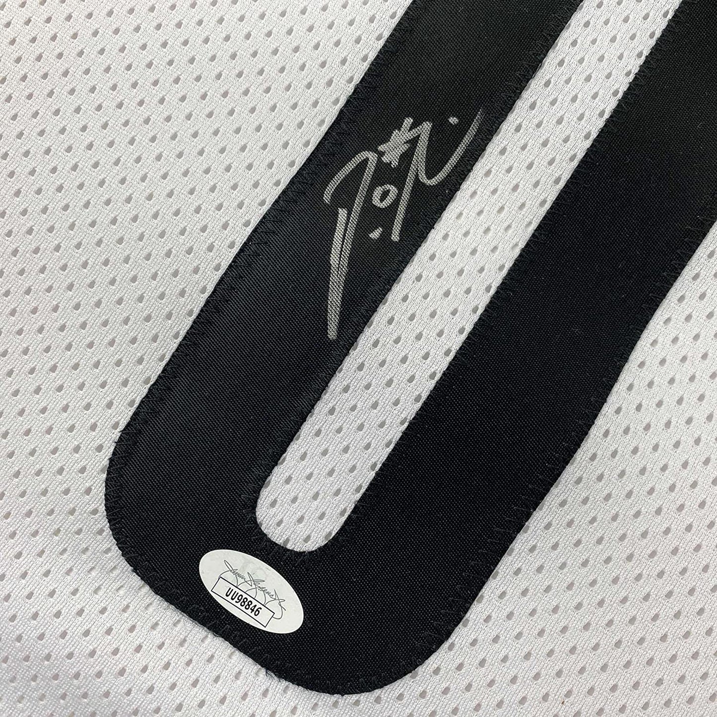 Framed Autographed/Signed Damian Lillard 35x39 Portland White Basketball Jersey JSA COA