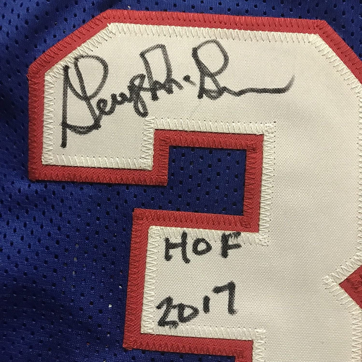 Autographed/Signed George McGinnis HOF 17 Philadelphia Blue Basketball Jersey JSA COA