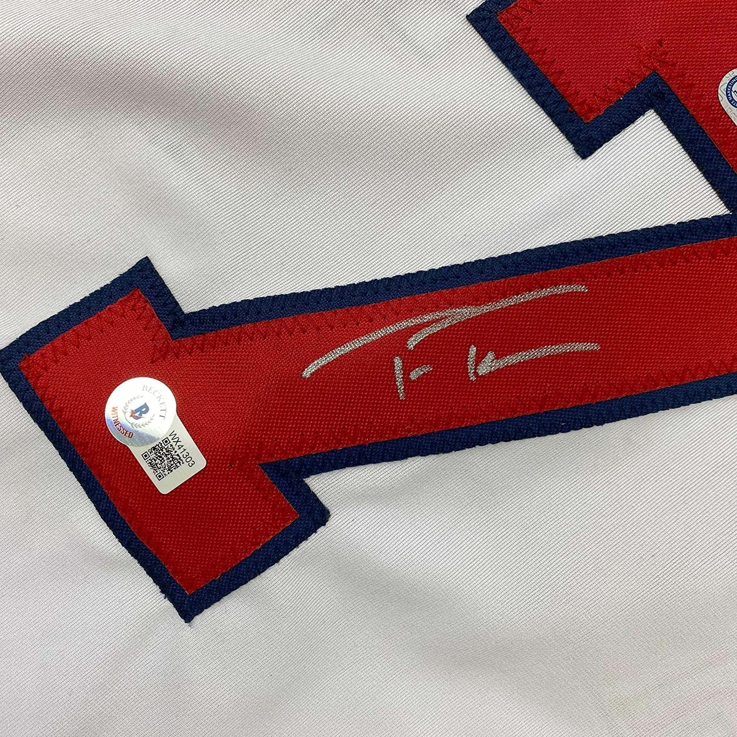 Framed Autographed/Signed Trea Turner 35x39 Washington White Baseball Jersey Beckett BAS COA