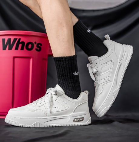 New Breathable White Platform Sneakers, Versatile Trendy Casual White Shoes For Students