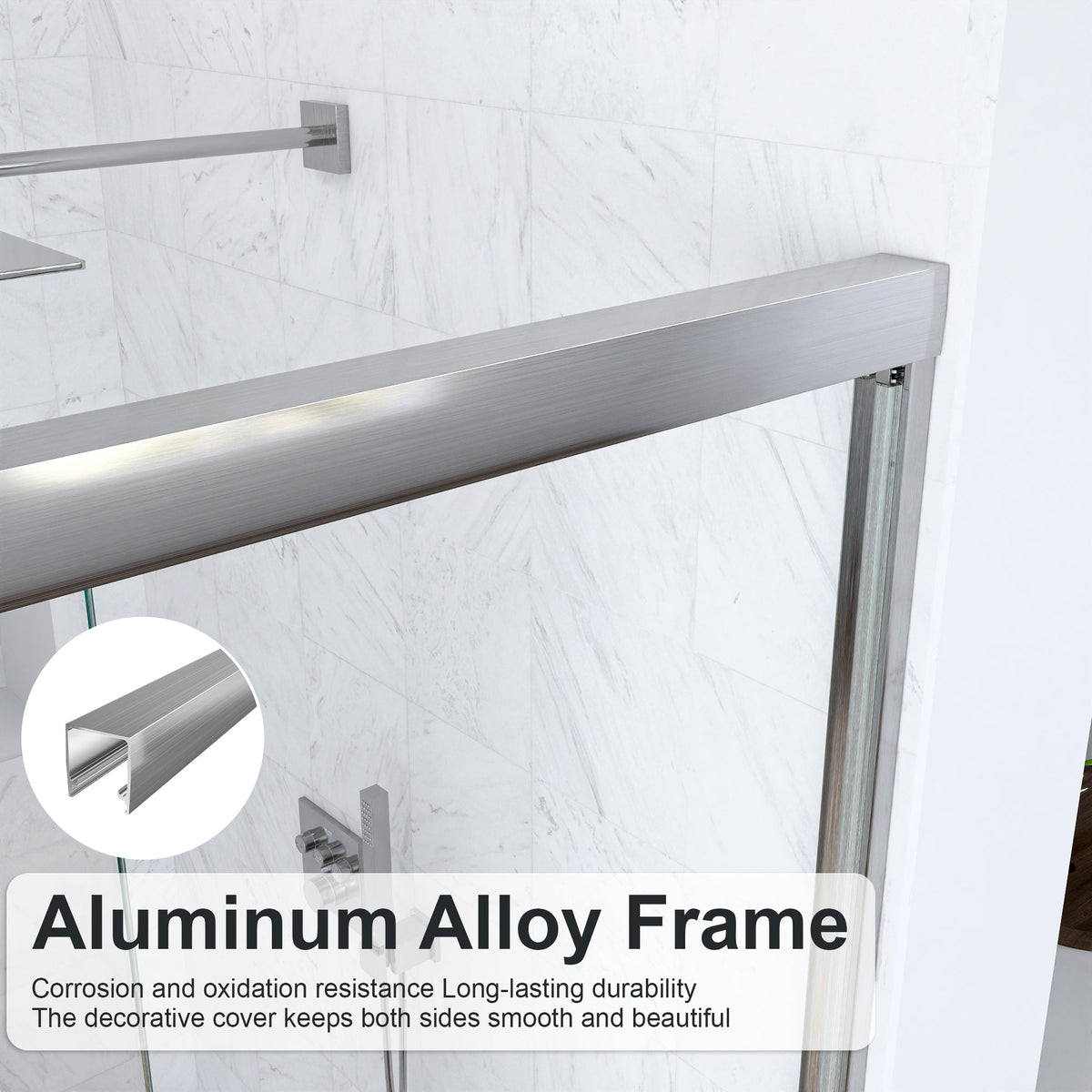 56-60"W x 60"H Semi-Frameless Double Sliding Shower Door