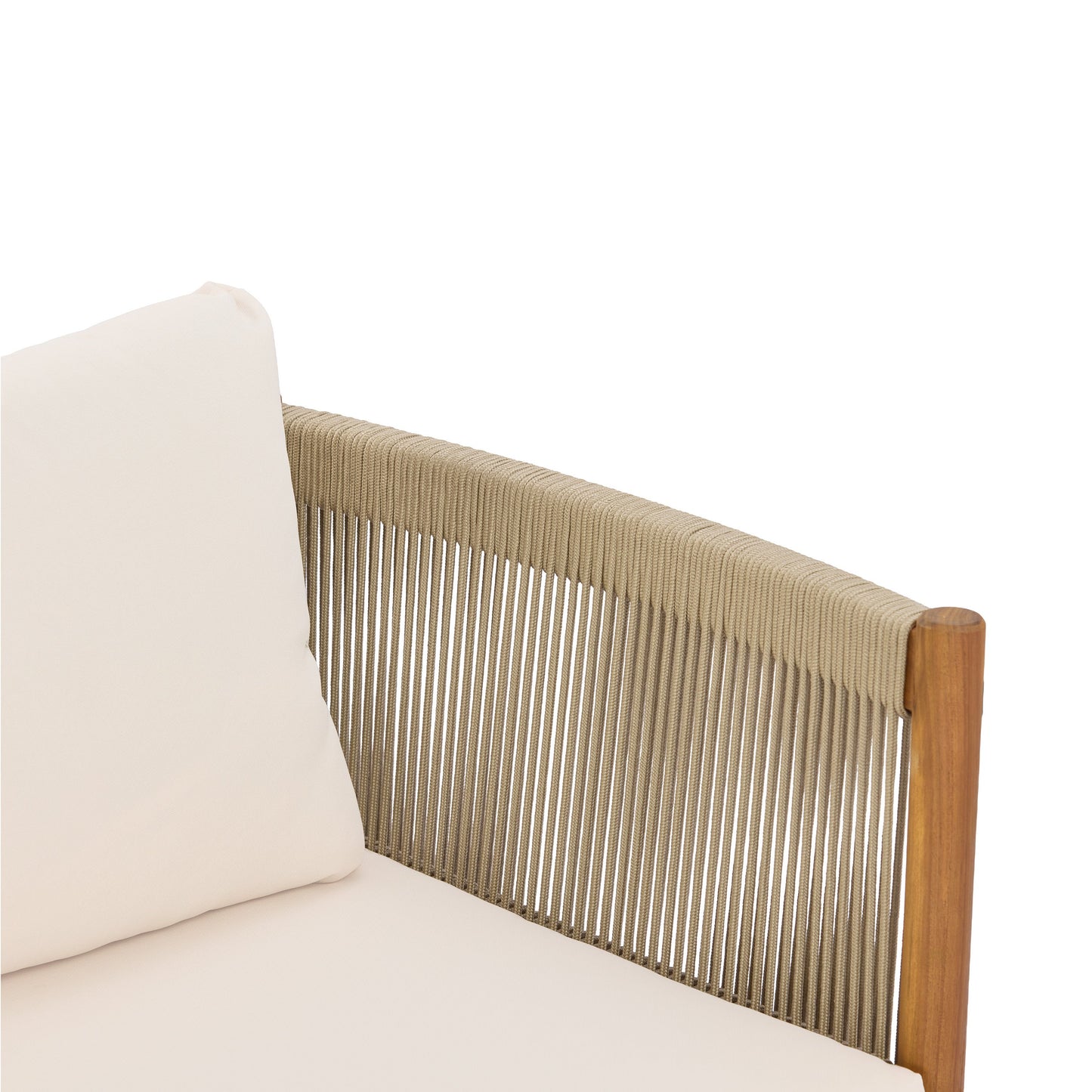 Outdoor Loveseat and Coffee Table Set with Acacia Wood Frame in Teak Look