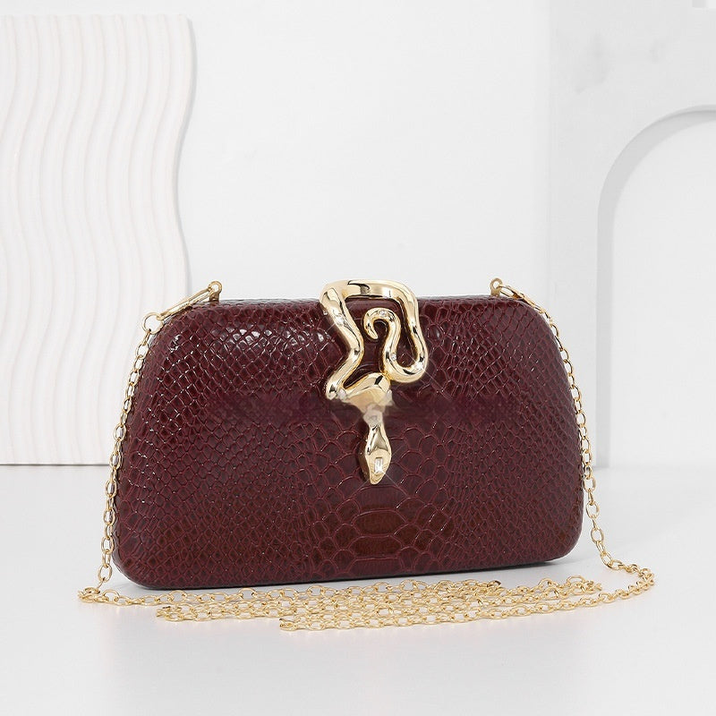 Womens Stylish Snake-Print Evening Tote With A Sophisticated European-American Flair