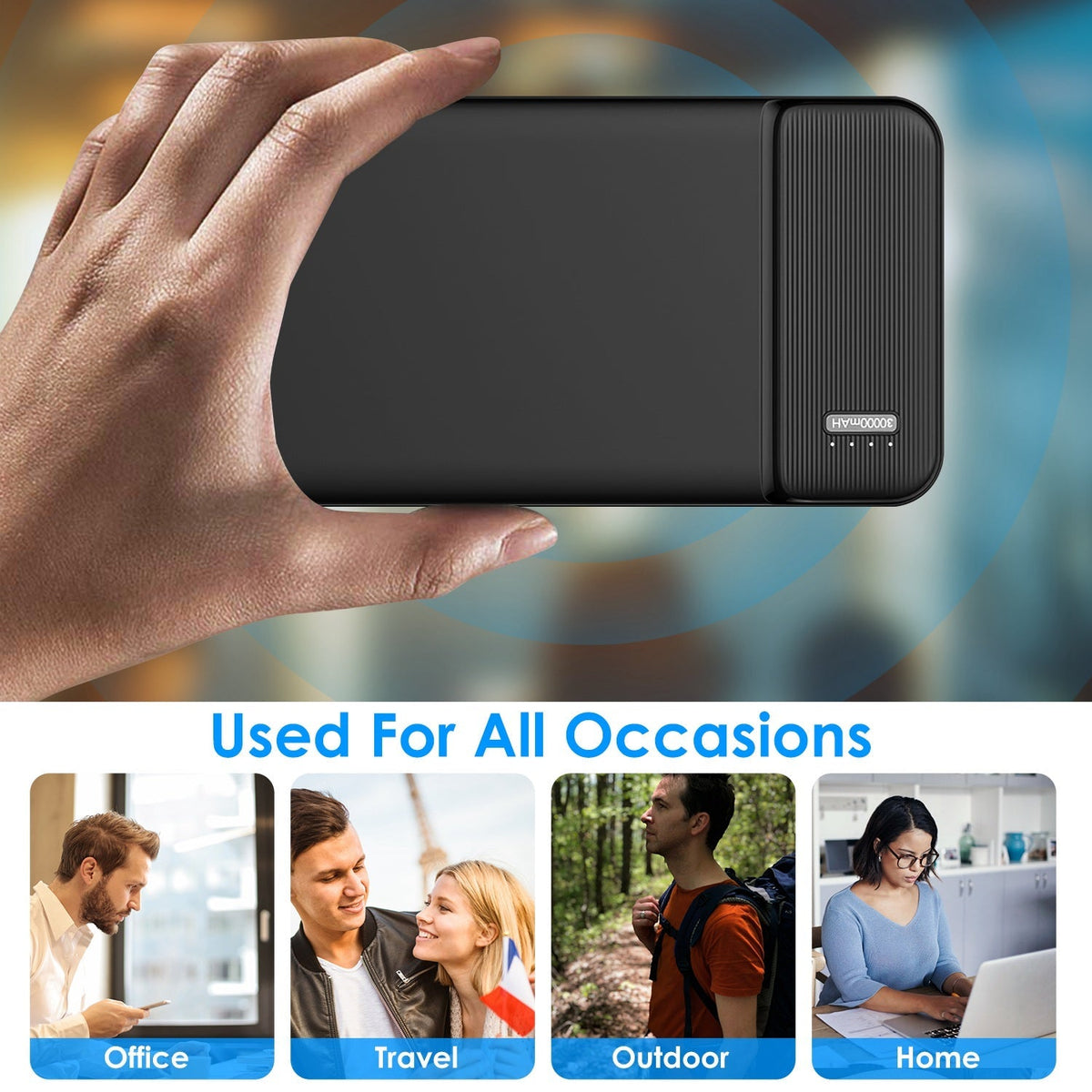 30000mAh Fast Charging Power Bank PD18W Fast Charger Portable Phone Charger with 1 USB Cable Fit For IOS Phone 15 14 13 And More