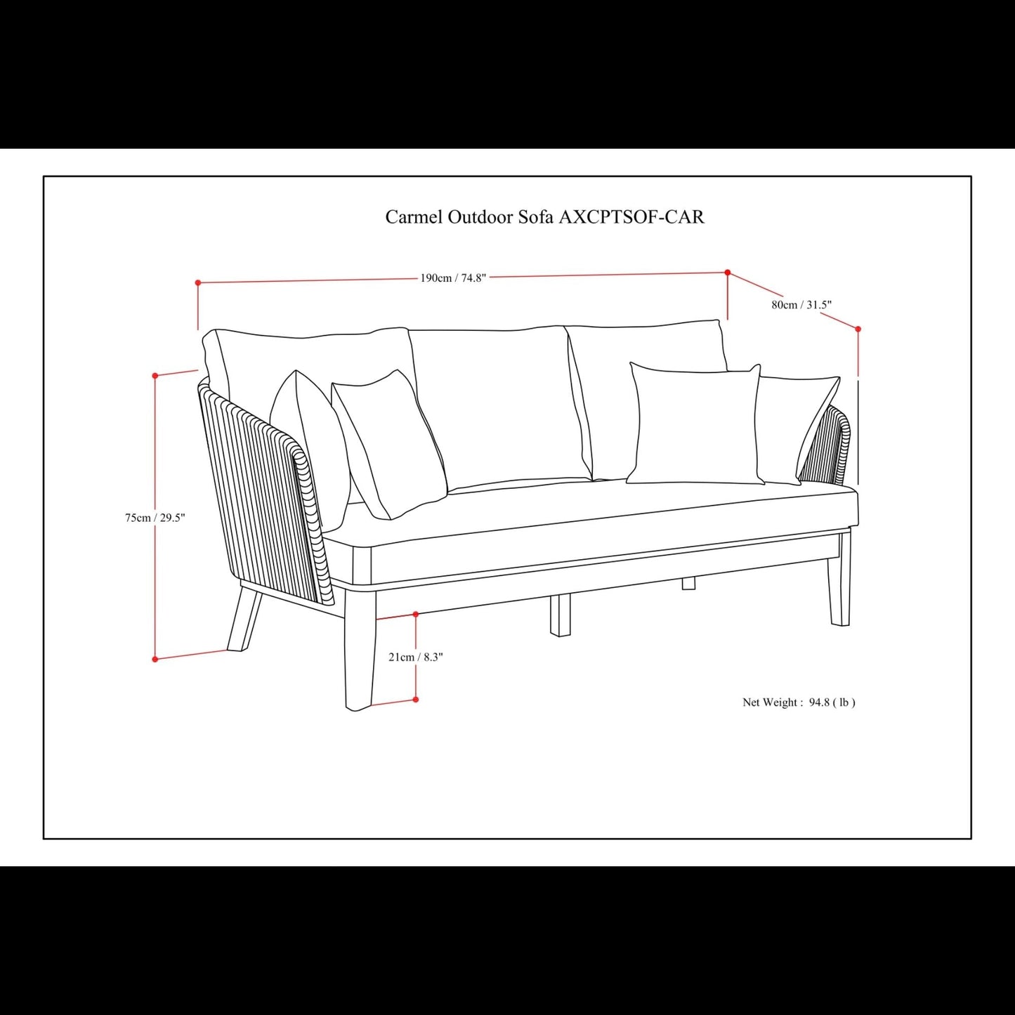 Carmel - Outdoor Sofa - Sand Drift