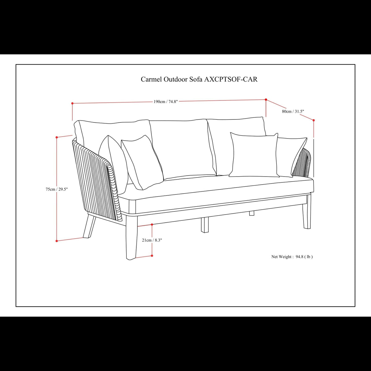 Carmel - Outdoor Sofa - Sand Drift