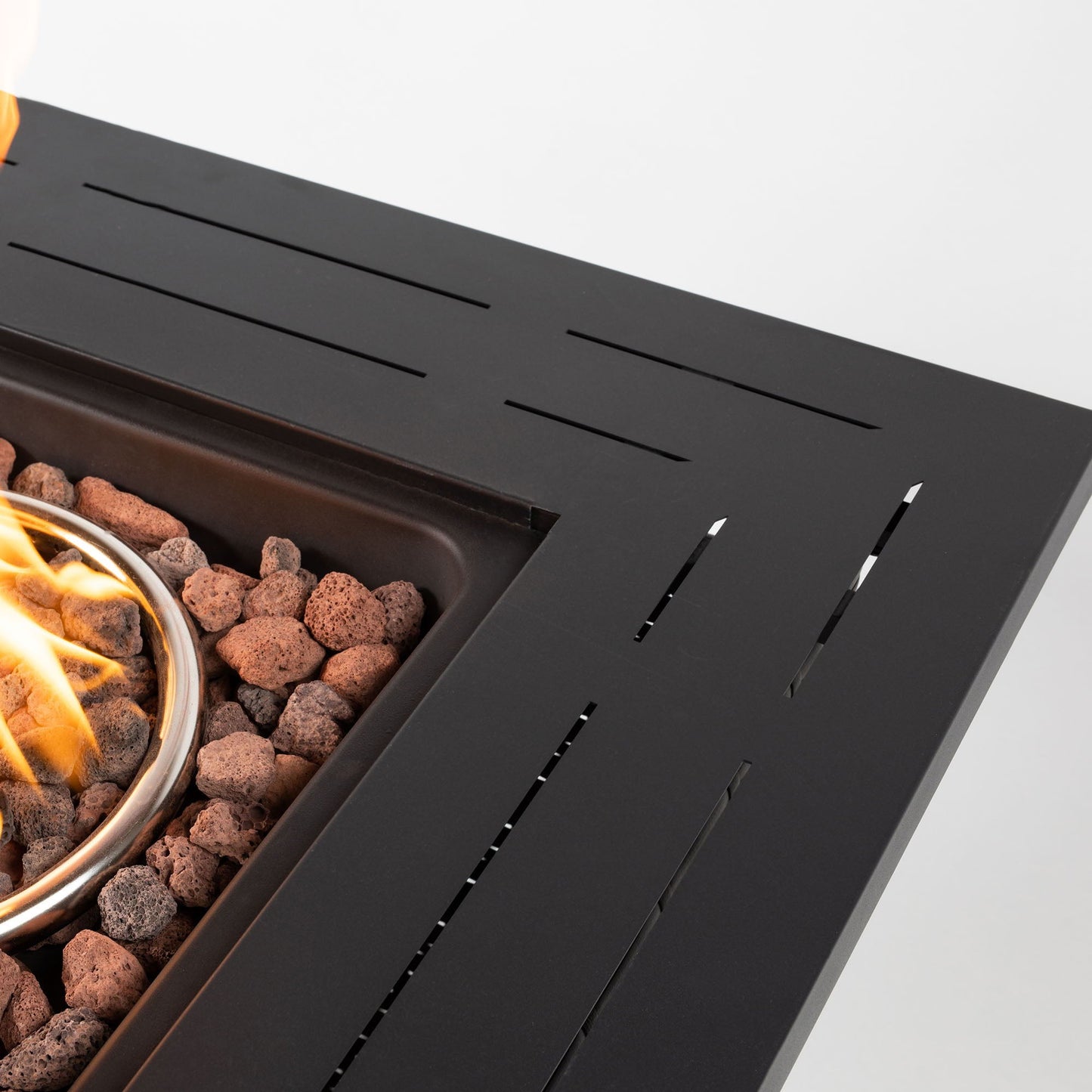 Square Fire Pit Table - Black Brown