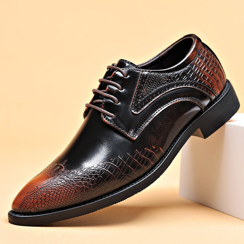 Mens Casual British-style Pointed-toe Leather Shoes Plus Size