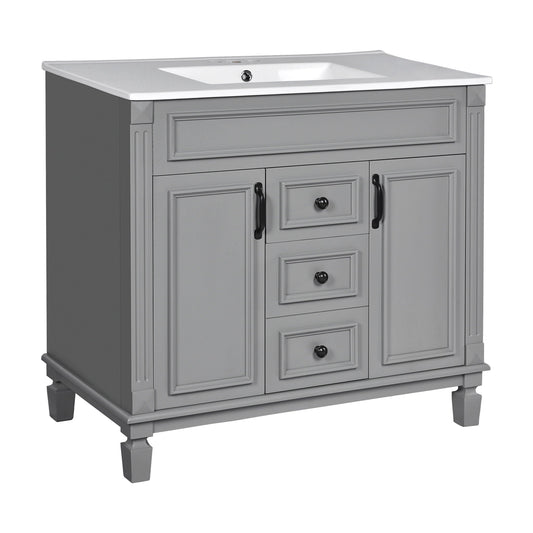 Bathroom Vanity With Top Sink and Soft-Closing Storage