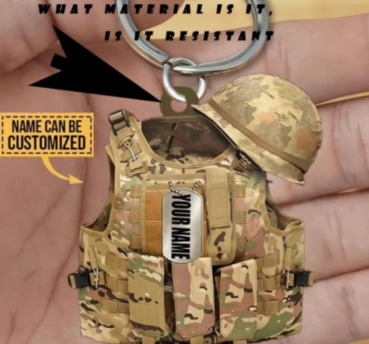 Personalized Veteran Soldier Backpack Charm Acrylic