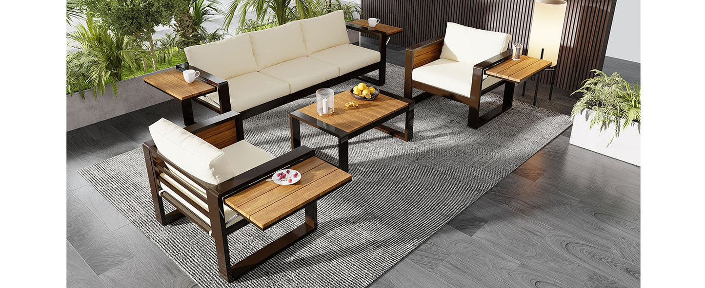 Aluminum Frame Large 4-Piece Outdoor Patio Furniture Set for 5 Person