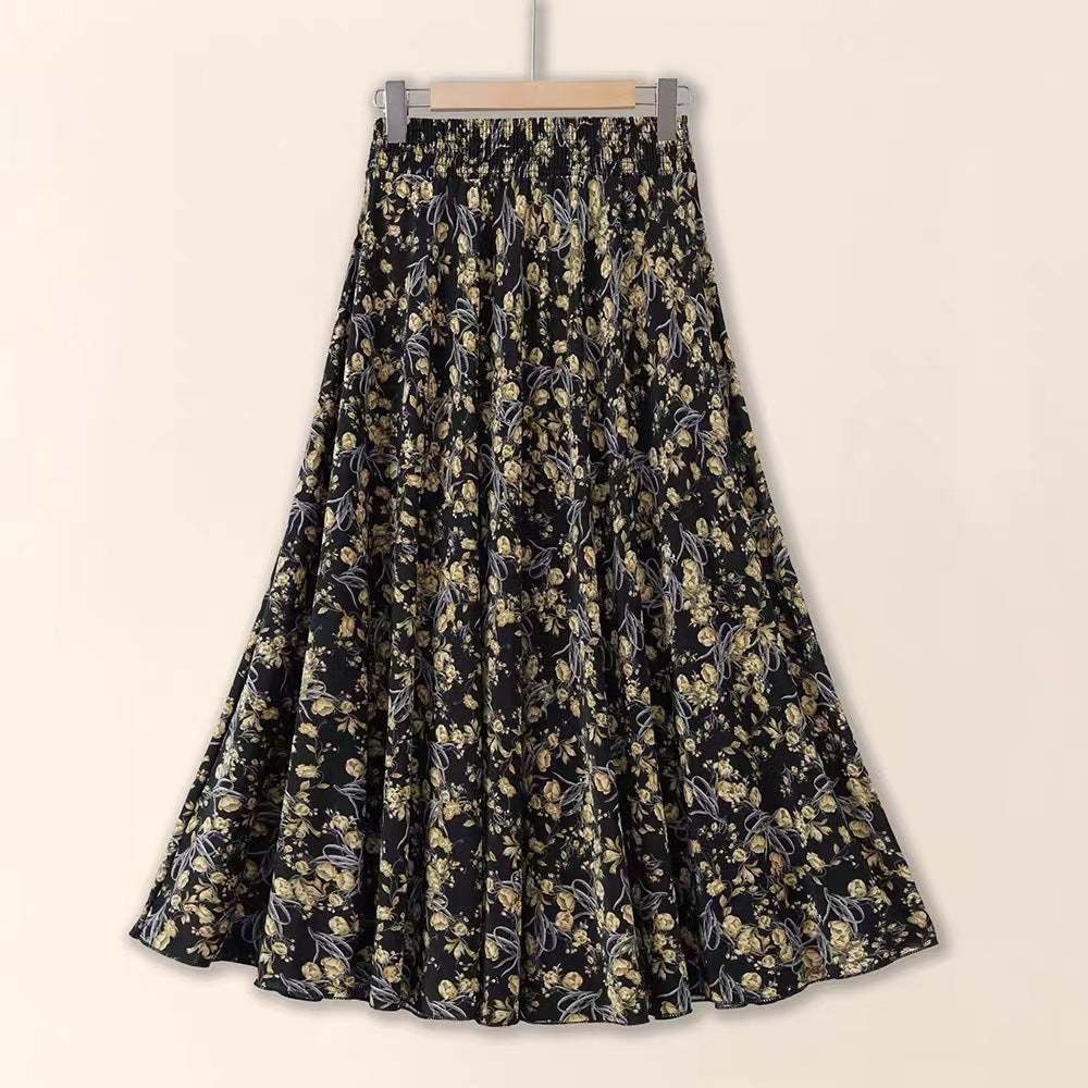 Slimming Pleated Floral Midi Dress