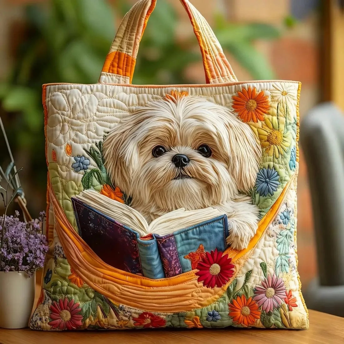 Digital-print Quilting Tote Bag, Commuter Casual Cotton-padded Jacket Bag