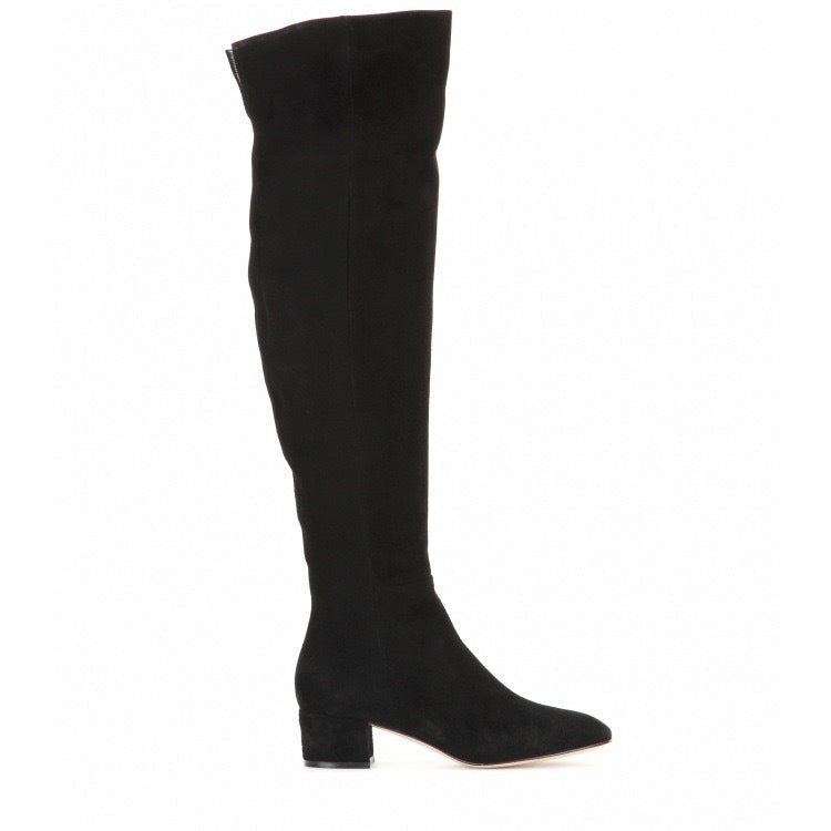 Above-the-knee Fashion Boots European And American Style Round Toe Mid-height Chunky Heel