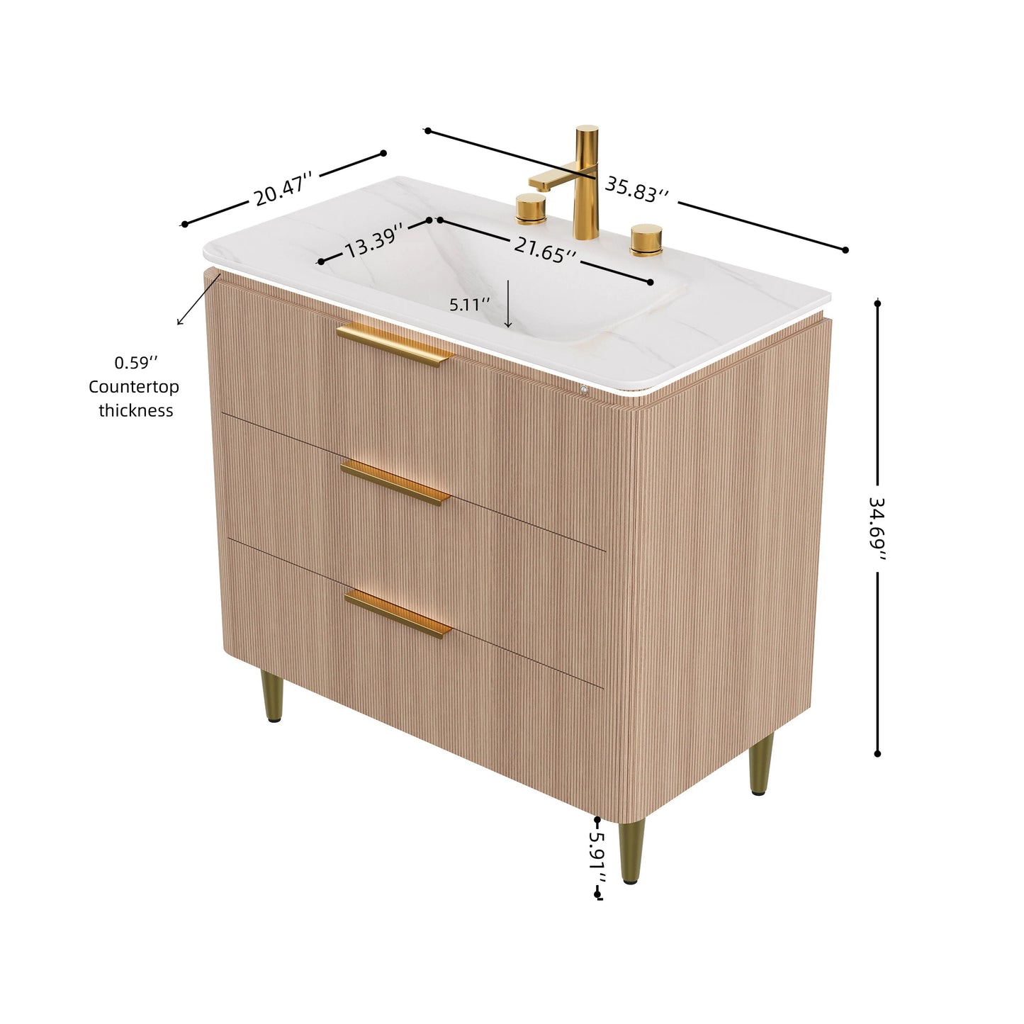 Amara 36'' Bathroom Vanity & Sink, Carrara