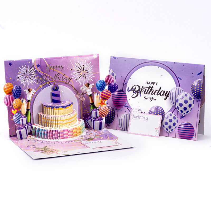 Light Music Blowing 3d 3d Cake Greeting Card
