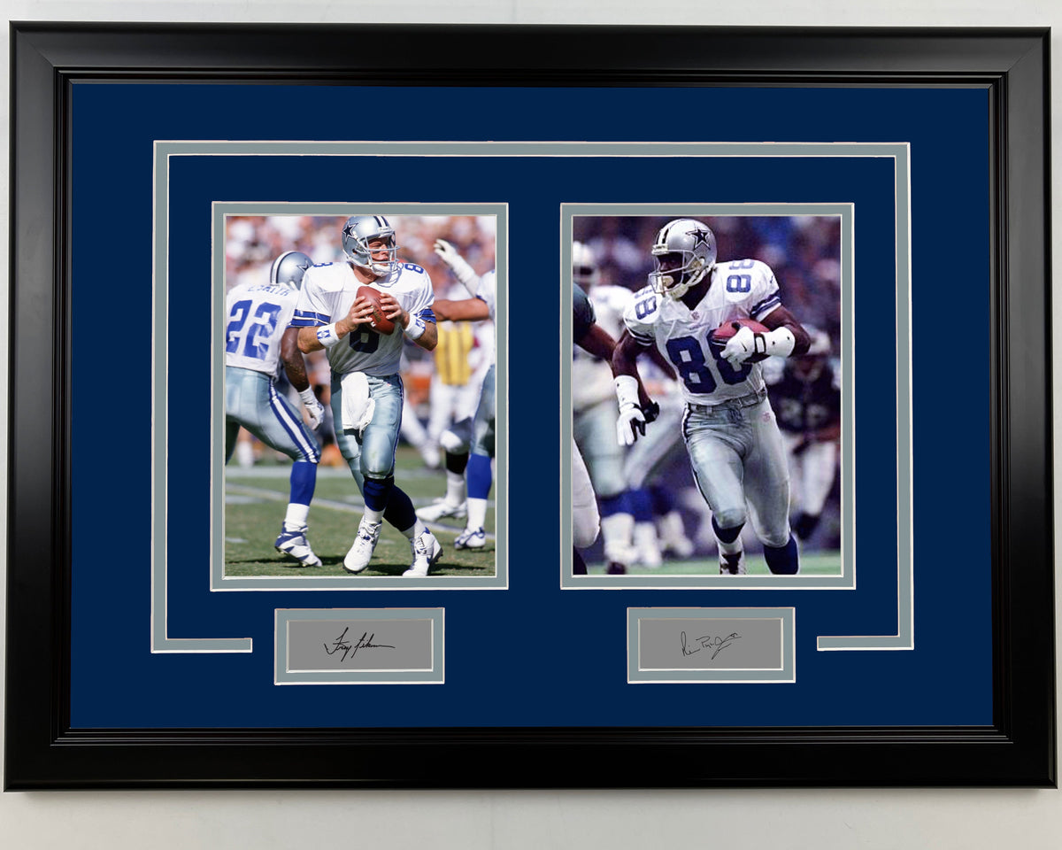 Framed Troy Aikman and Michael Irvin Dallas Cowboys 17x23 Dual Football Photo
