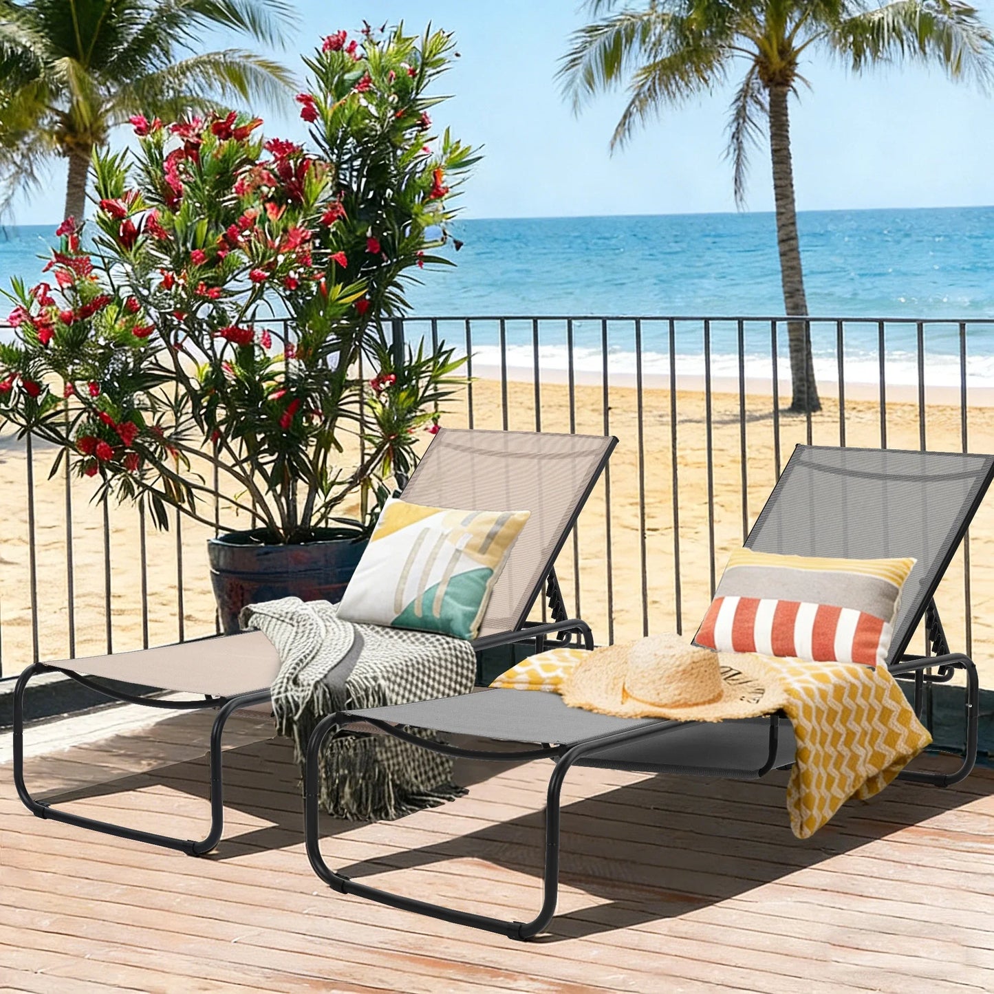 Ainfox 2 pcs Patio Lounge Chair Outdoor, Pool Lounge Chairs