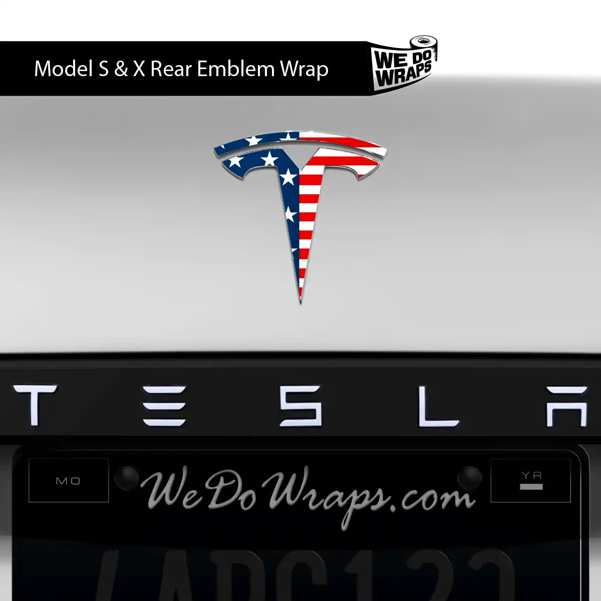 American Flag Tesla Emblem Decals (Front + Back) | Model S