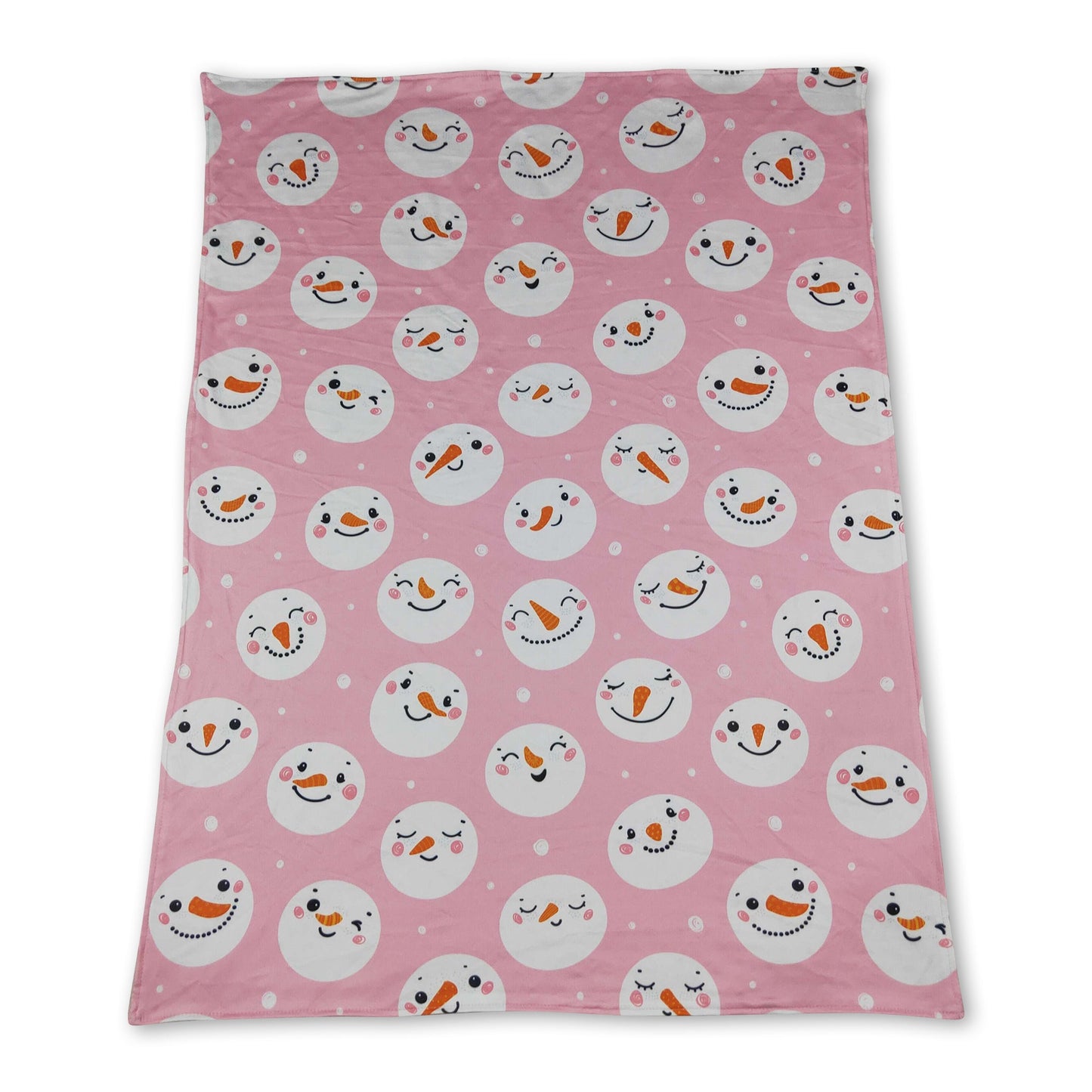 Snowman pink minky dots baby girl blanket